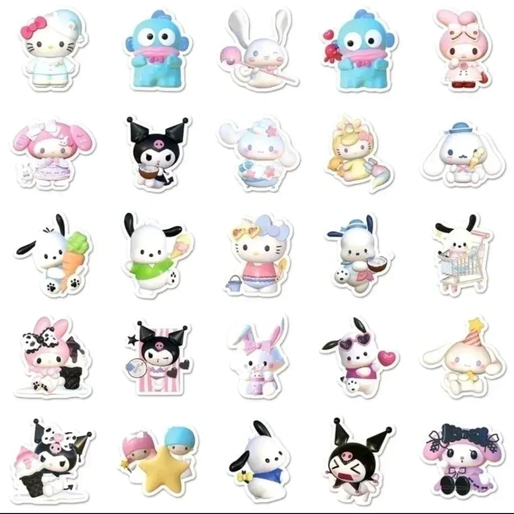 50 piece anime manga girls sticker set hello kitty vinyl decal decor home pink